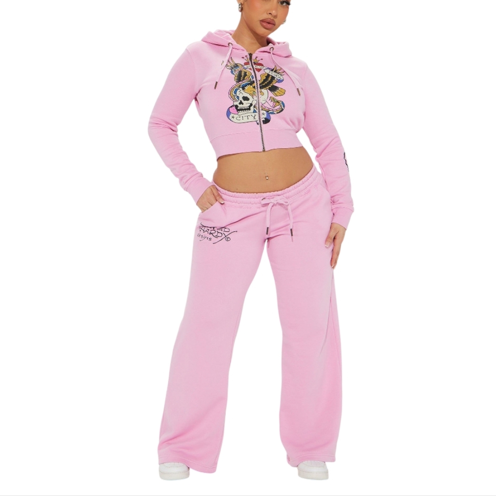 ED HARDY NEW YORK EAGLE ZIP FRONT HOODIE PINK SIZE XL - Picture 2 of 12